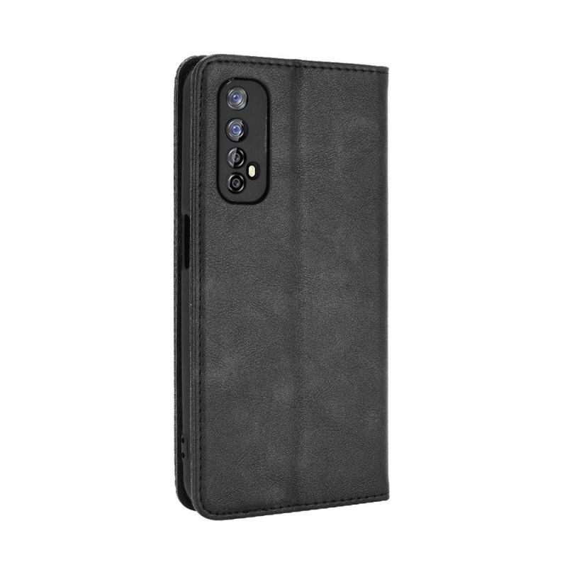 Flip Cover Realme 7 Effet Cuir Vintage Stylisé