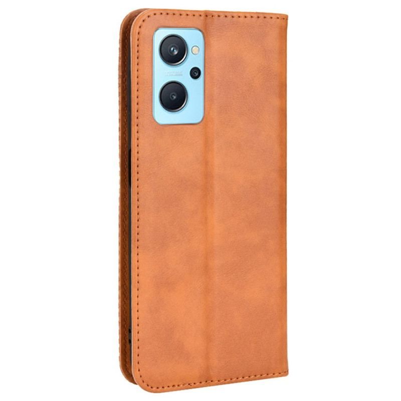 Flip Cover Realme 9i Effet Cuir Vintage Stylisé