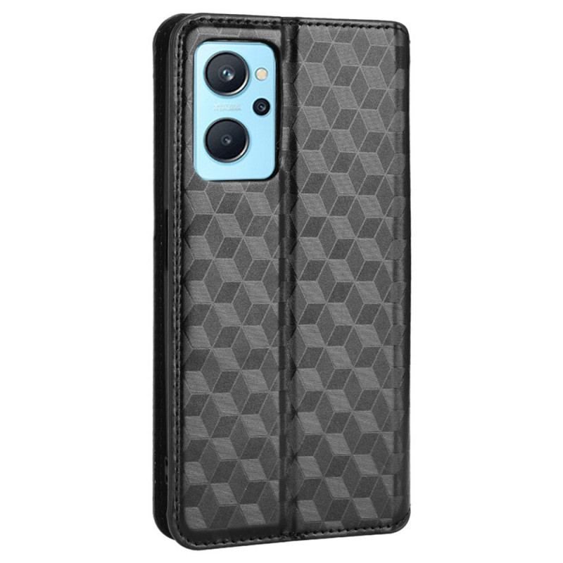 Flip Cover Realme 9i Imprimé Cube 3D