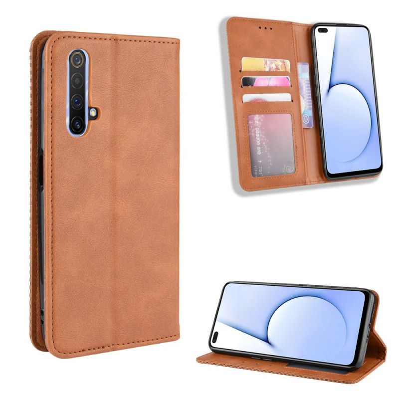 Flip Cover Realme X50 Effet Cuir Vintage Stylisé