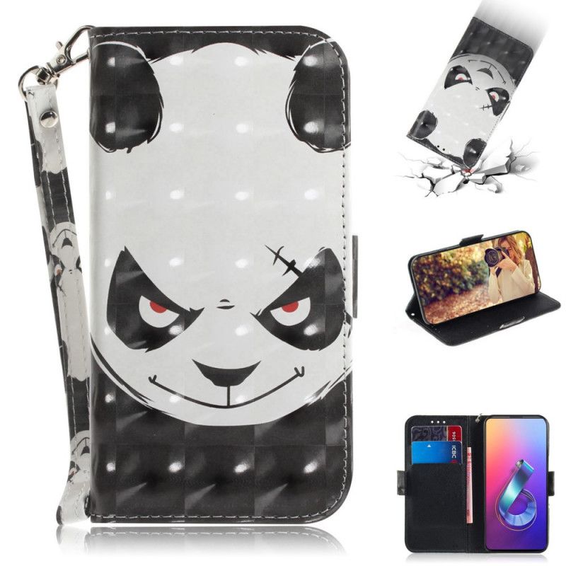 Housse Asus Zenfone 6 Angry Panda À Lanière