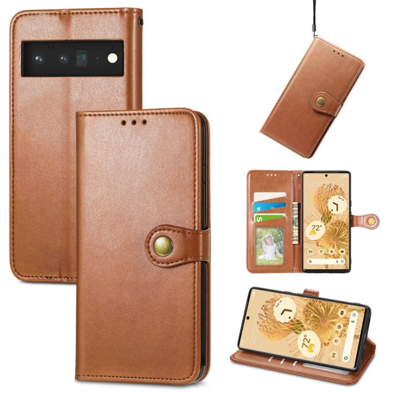 Housse Google Pixel 6 Simili Cuir Et Fermoir Vintage