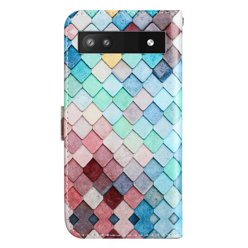 Housse Google Pixel 7A Grille Colorée à Lanière