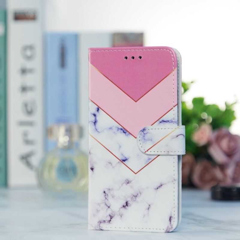 Housse Google Pixel 7A Marbre Géométrique à Lanière