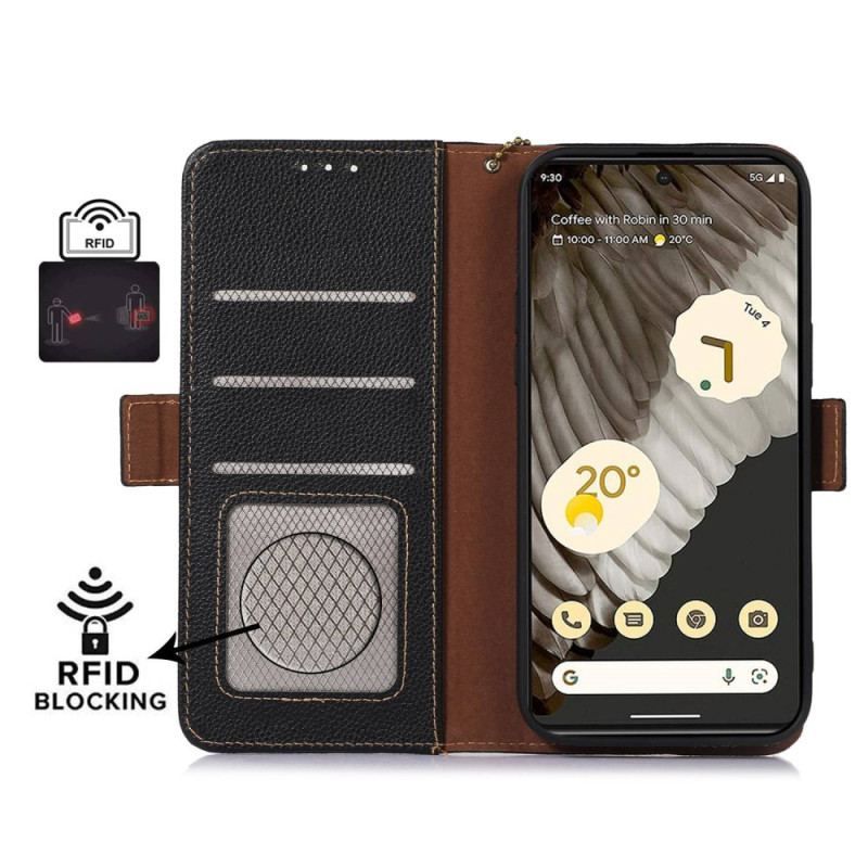 Housse Google Pixel 7A Vrai Cuir RFID