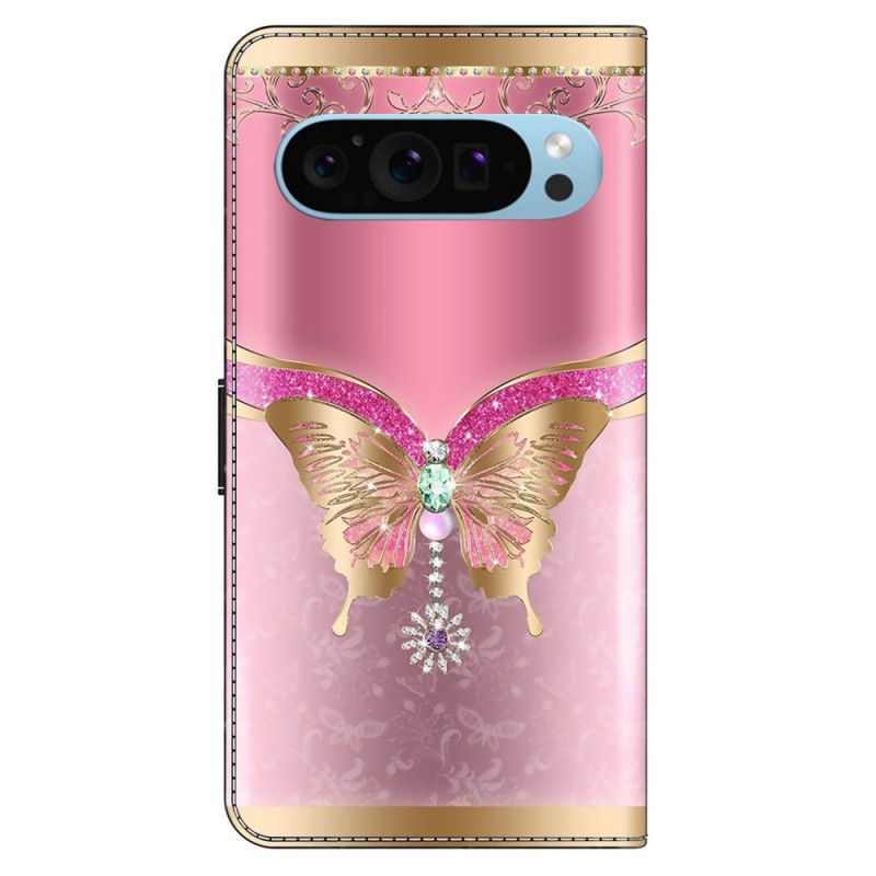 Housse Google Pixel 9 / Pixel 9 Pro Papillon Rose et Doré