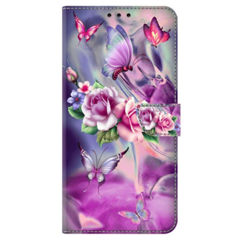 Housse Google Pixel 9 / Pixel 9 Pro Papillons et Fleurs Violet