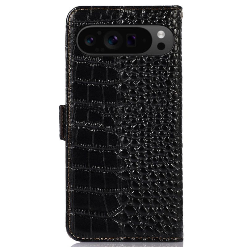 Housse Google Pixel 9 Pro XL Cuir Style Crocodile