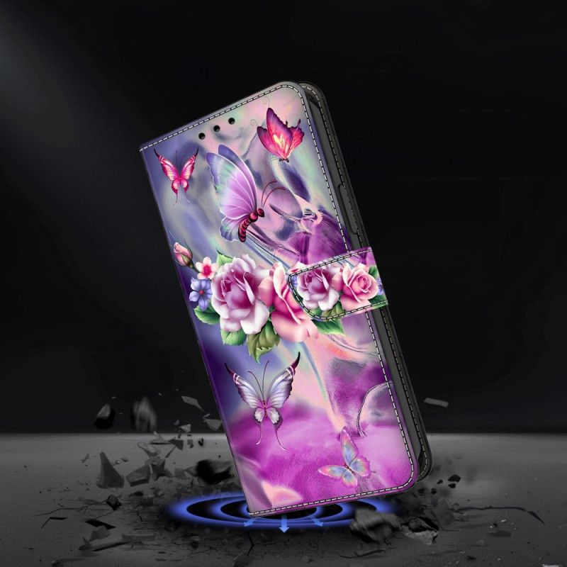 Housse Google Pixel 9 Pro XL Papillons et Fleurs Violets