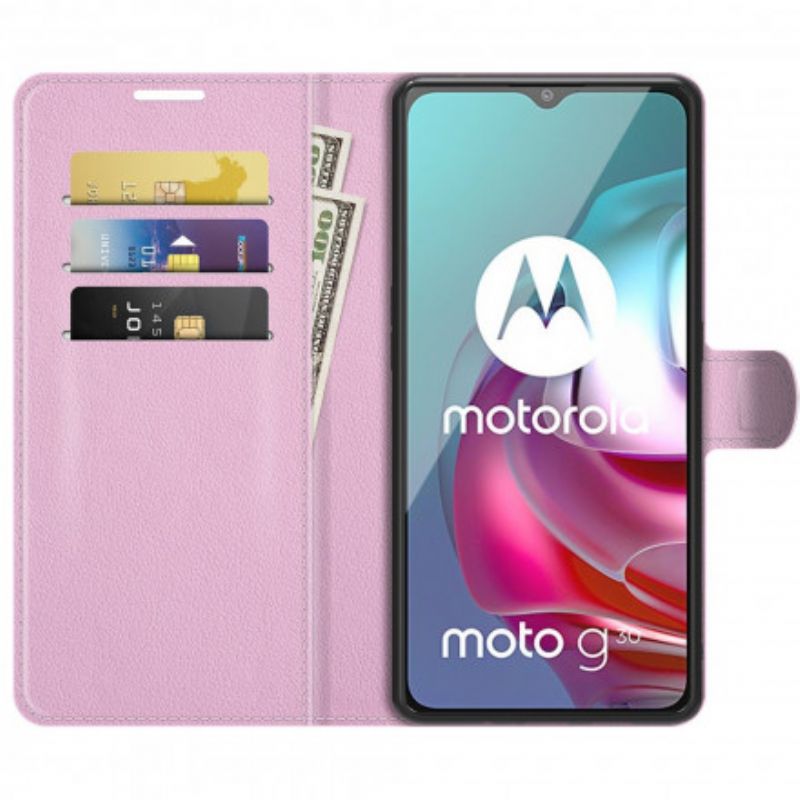 Housse Moto G30 / G10 Effet Litchi Classique