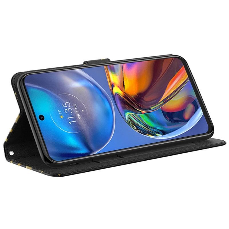 Housse Moto G73 5G Papillons à Lanière