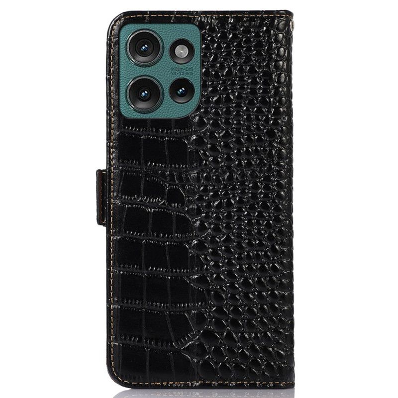 Housse Motorola Edge 50 Neo Cuir Texture Crocodile