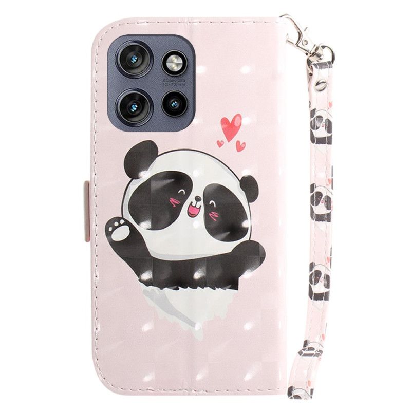 Housse Motorola Edge 50 Neo Panda Love à Lanière