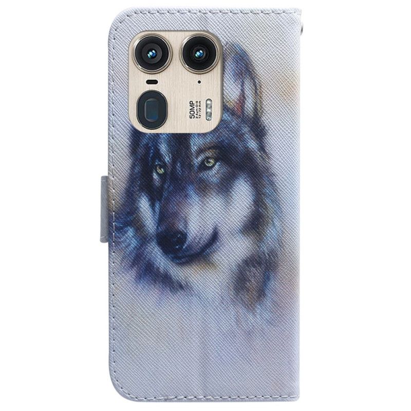 Housse Motorola Edge 50 Ultra Loup Aquarelle