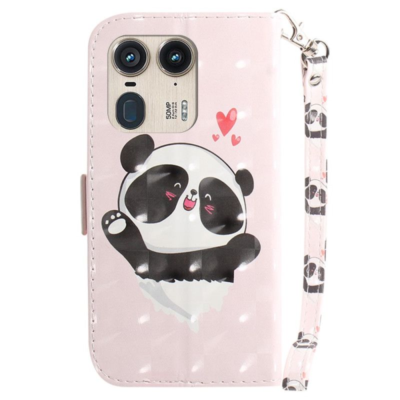 Housse Motorola Edge 50 Ultra Panda Love à Lanière