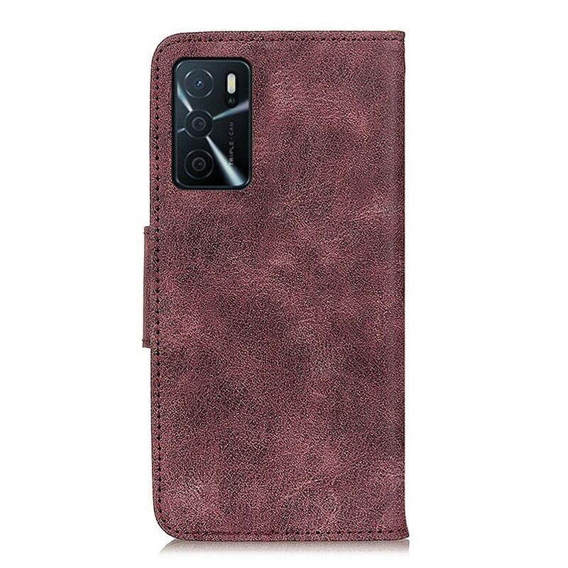 Housse Oppo A16 / A16s Cuir Fendu Vintage