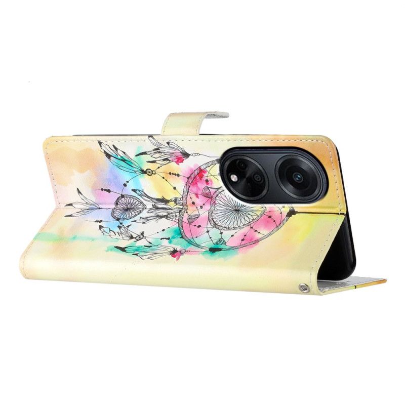 Housse Oppo A98 5G Attrape-Rêves Aquarelle à Lanière