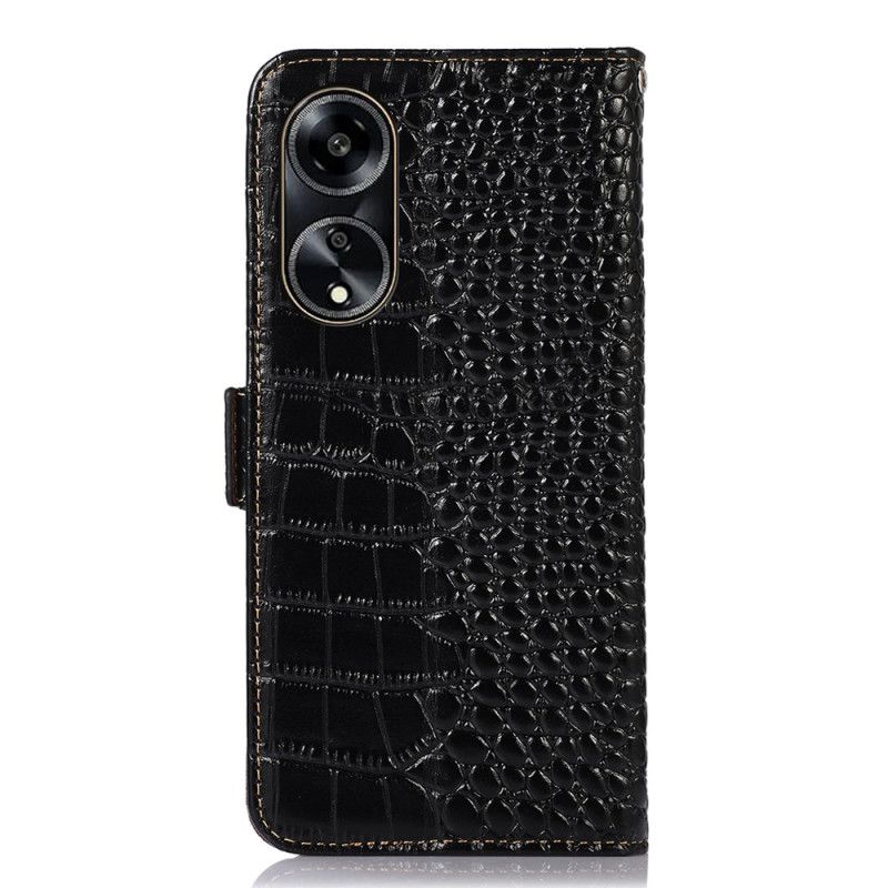 Housse Oppo A98 5G Blocage RFID Style Crocodile KHAZNEH