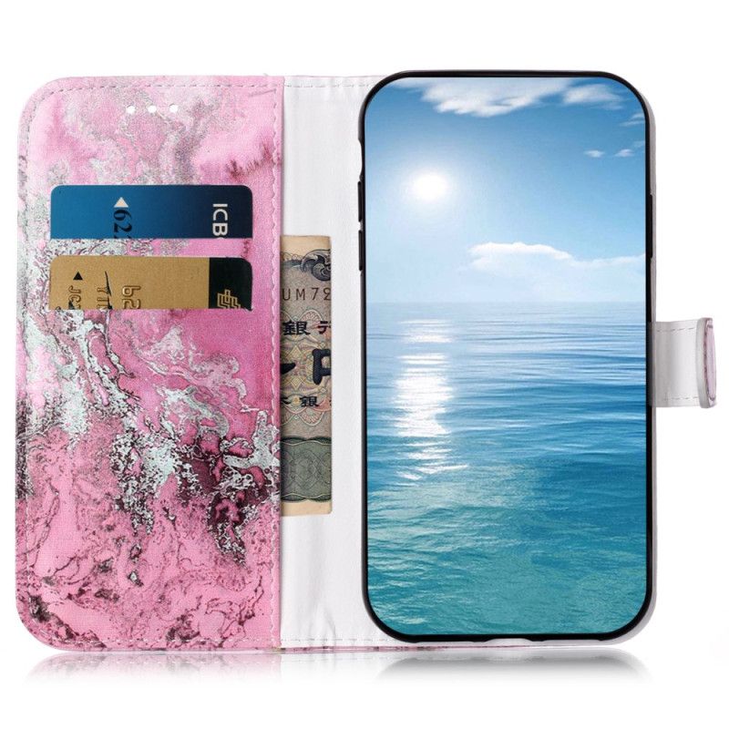 Housse Oppo A98 5G Motif Marbre Rose et Argent