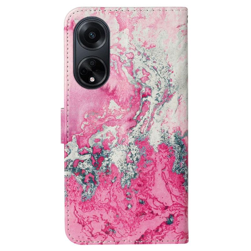 Housse Oppo A98 5G Motif Marbre Rose et Argent