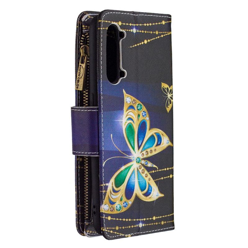 Housse Oppo Find X2 Lite Poche Zippée Papillon Royal