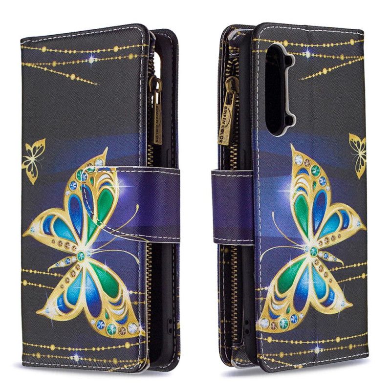 Housse Oppo Find X2 Lite Poche Zippée Papillon Royal