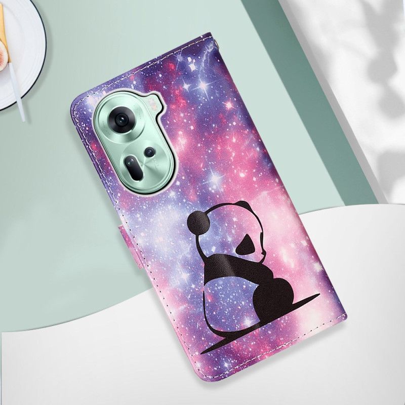 Housse Oppo Reno 11 5G Bébé Panda à Lanière