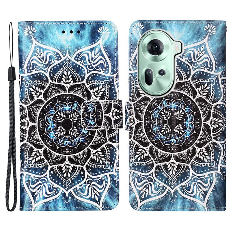 Housse Oppo Reno 11 5G Fleur de Mandala à Lanière