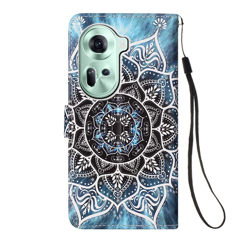 Housse Oppo Reno 11 5G Fleur de Mandala à Lanière