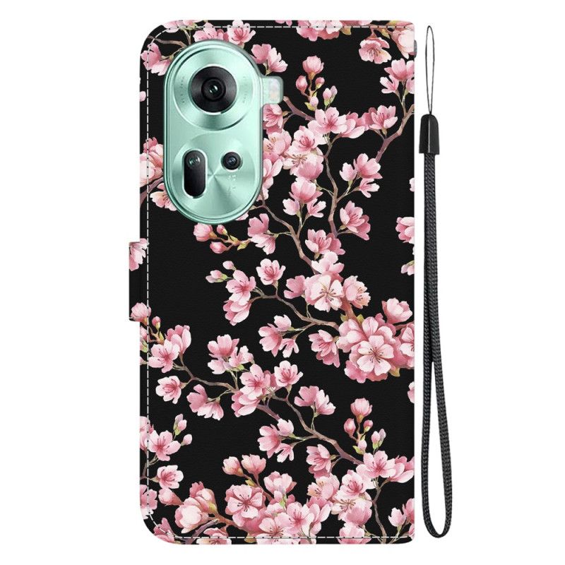 Housse Oppo Reno 11 5G Fleurs de Prunier à Lanière