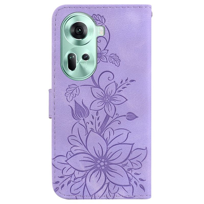 Housse Oppo Reno 11 5G Motif Floral à Lanière