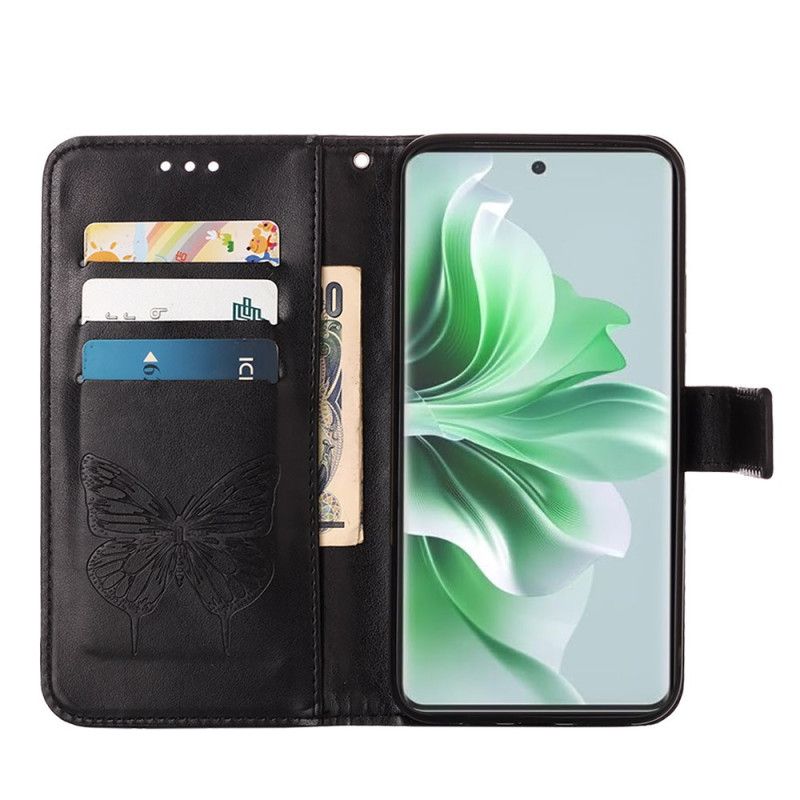 Housse Oppo Reno 11 5G Papillon Floral à Lanière