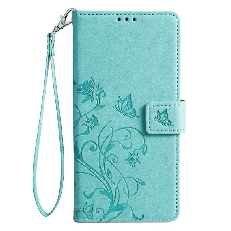 Housse Oppo Reno 11 5G Papillons et Fleurettes à Lanière