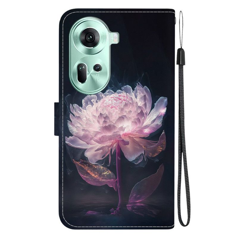 Housse Oppo Reno 11 5G Pivoine Pourpre à Lanière