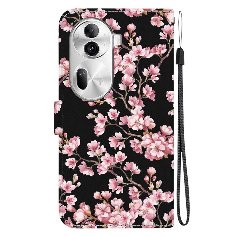 Housse Oppo Reno 11 Pro 5G Fleurs de Prunier à Lanière