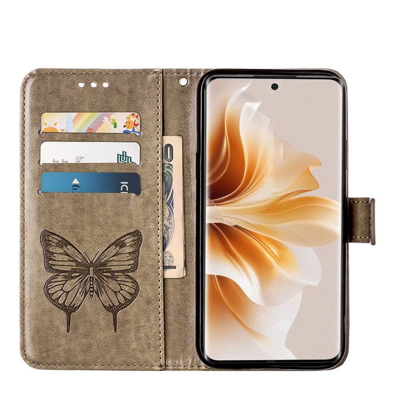 Housse Oppo Reno 11 Pro 5G Papillon Floral à Lanière