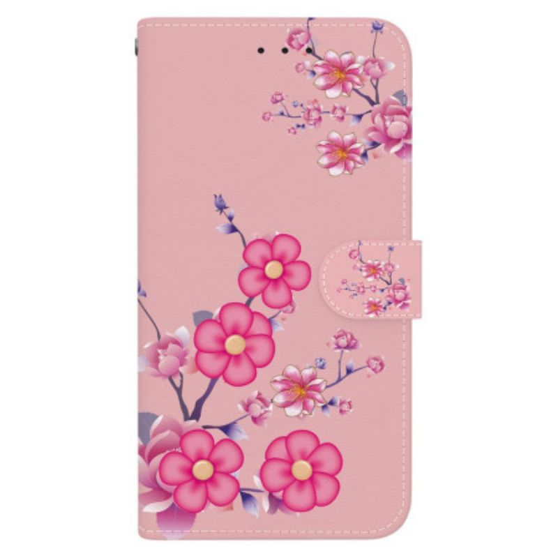 Housse Oppo Reno 11F 5G Motif Sakura à Lanière