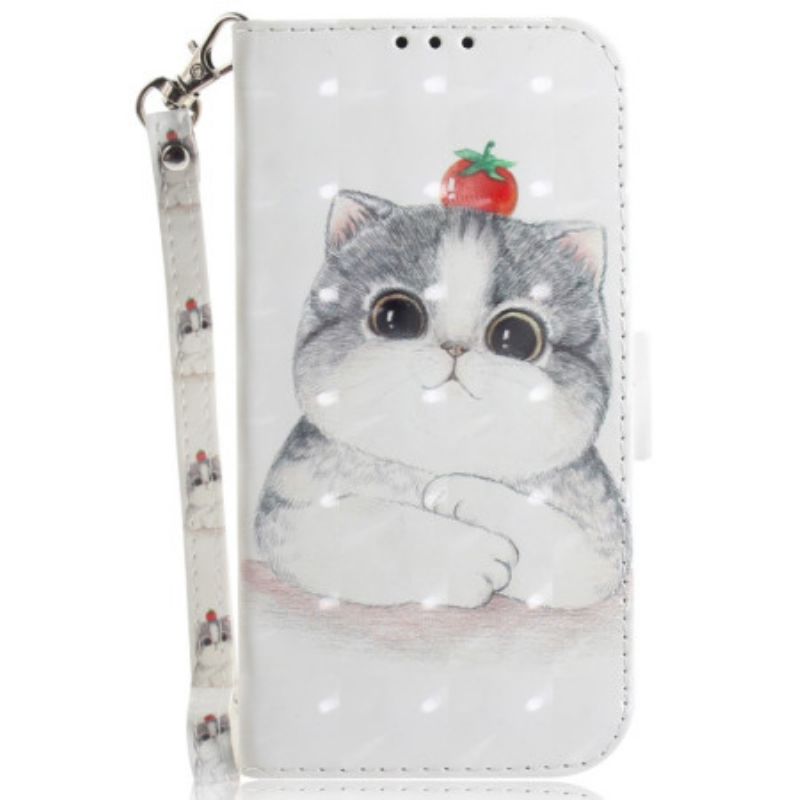 Housse Oppo Reno 12 5G Chat Mignon à Lanière