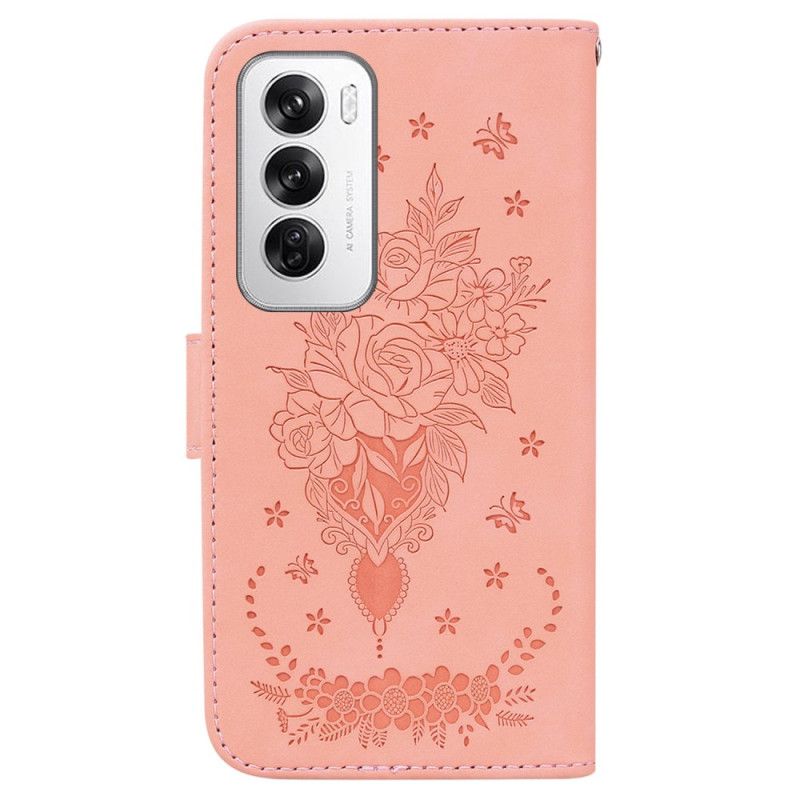 Housse Oppo Reno 12 5G Floralie à Lanière