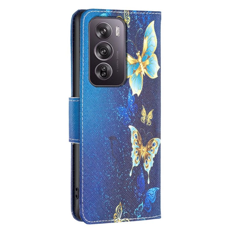 Housse Oppo Reno 12 Pro 5G Papillons dorés