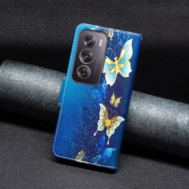 Housse Oppo Reno 12 Pro 5G Papillons dorés