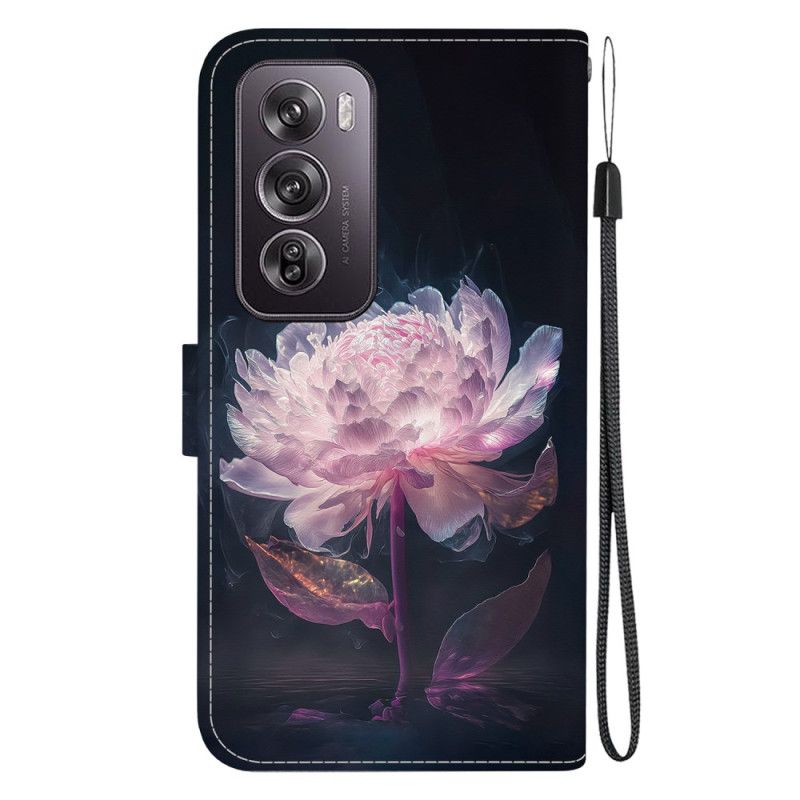 Housse Oppo Reno 12 Pro 5G Pivoine Pourpre à Lanière