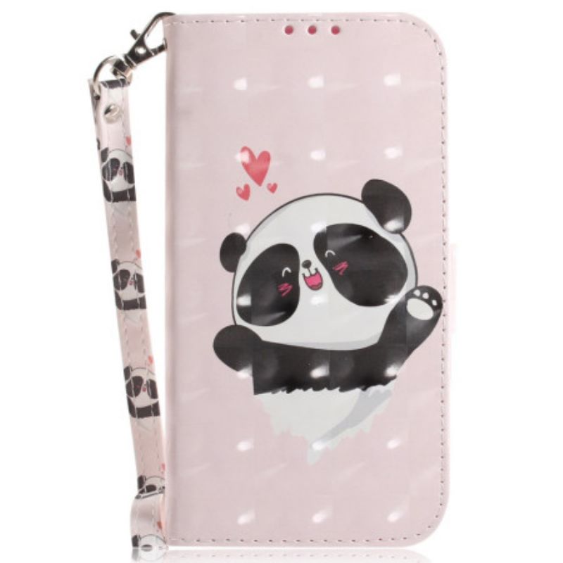 Housse Oppo Reno 12F 5G Panda Love à Lanière