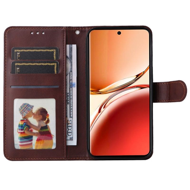 Housse Oppo Reno 12F 5G Simili Cuir Uni à Lanière