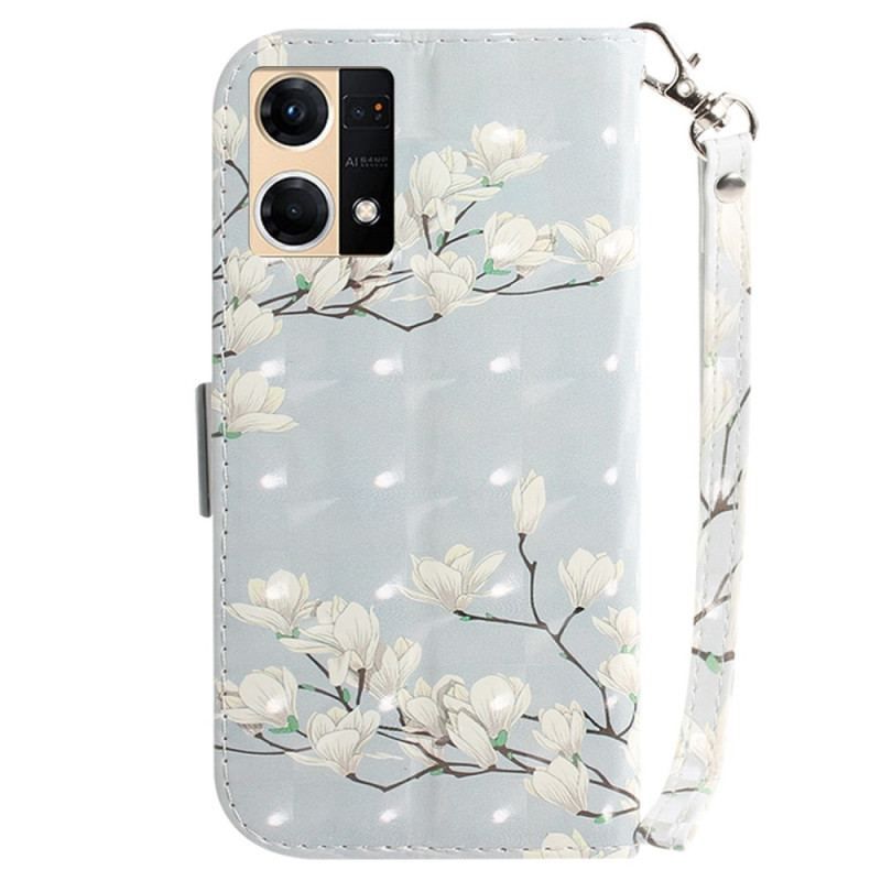 Housse Oppo Reno 7 Branche de Fleurs Blanches