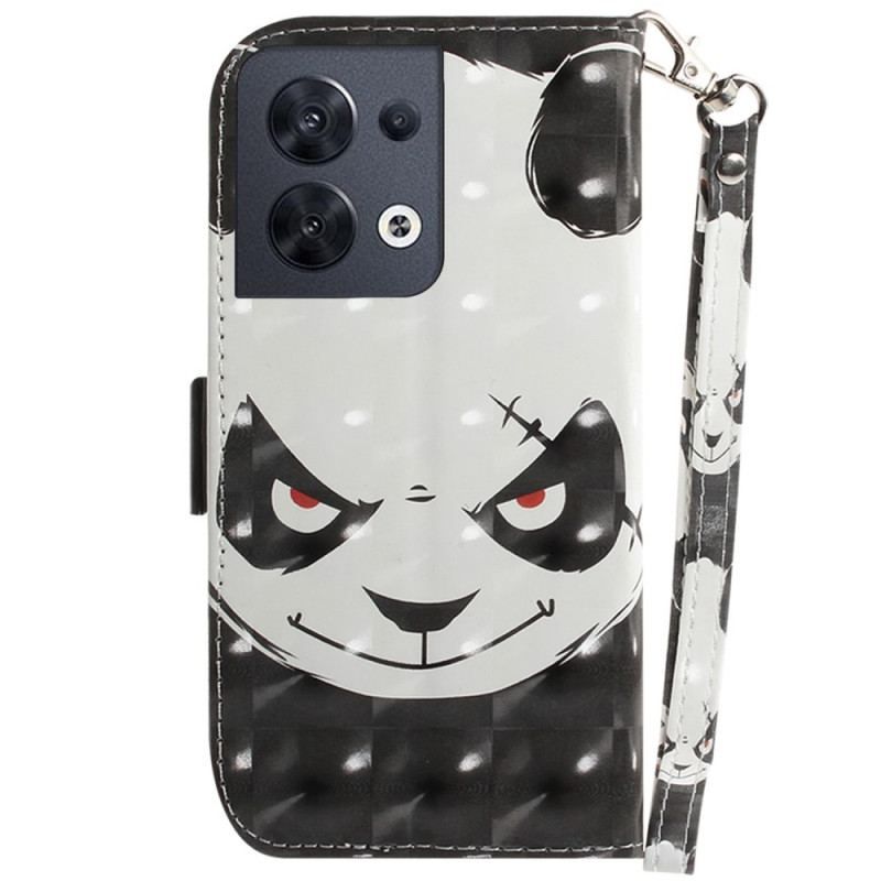 Housse Oppo Reno 8 Angry Panda avec Lanière