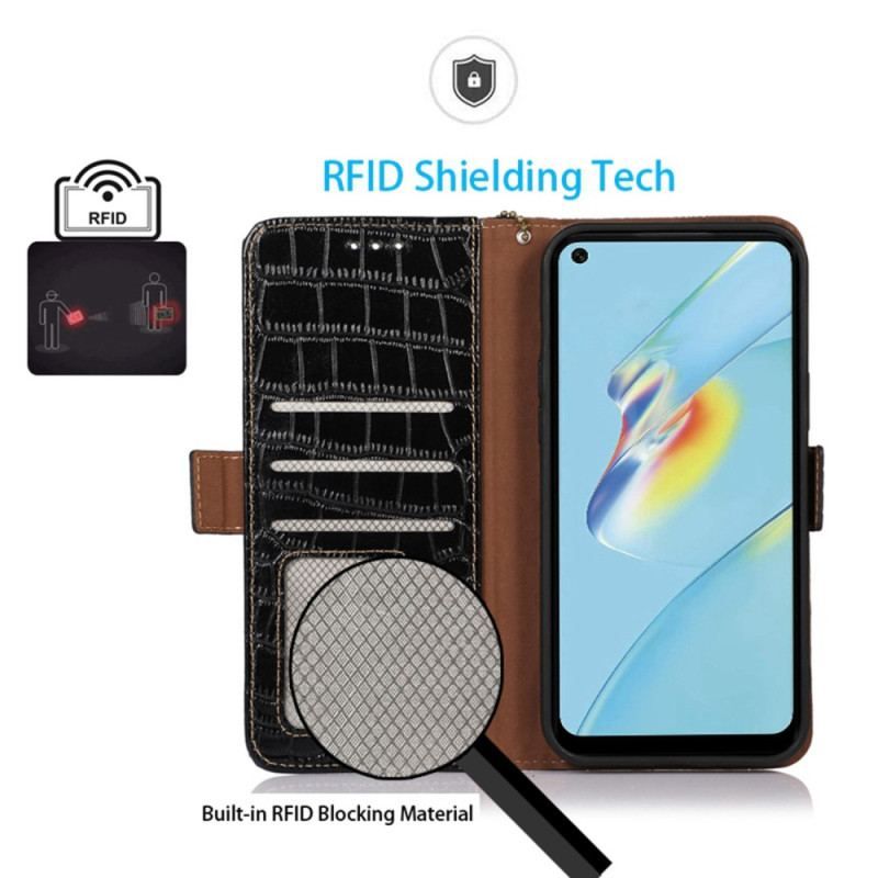 Housse Oppo Reno 8 Style Crocodile RFID