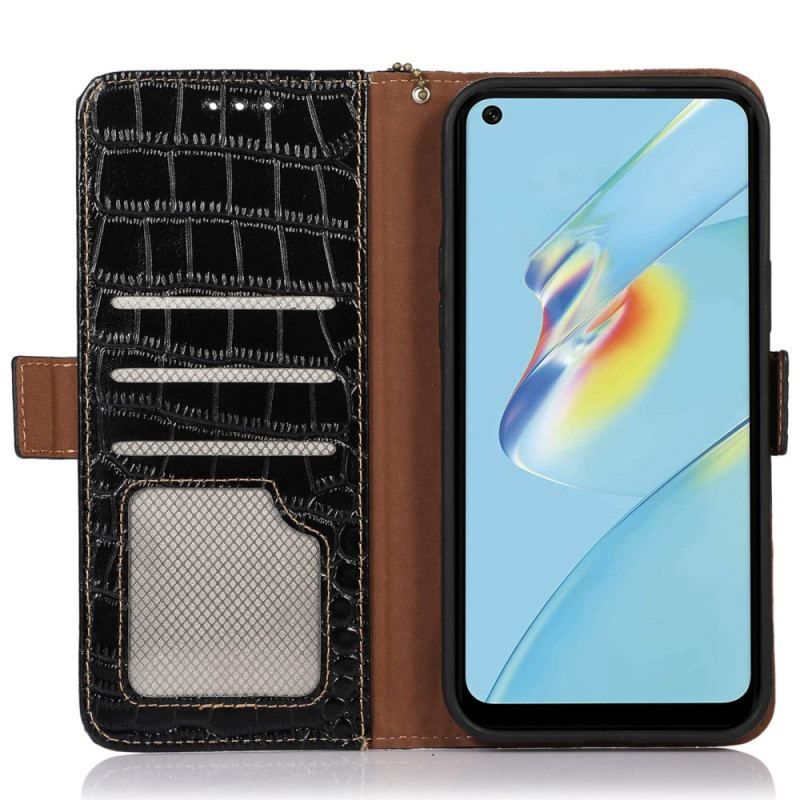 Housse Oppo Reno 8 Style Crocodile RFID