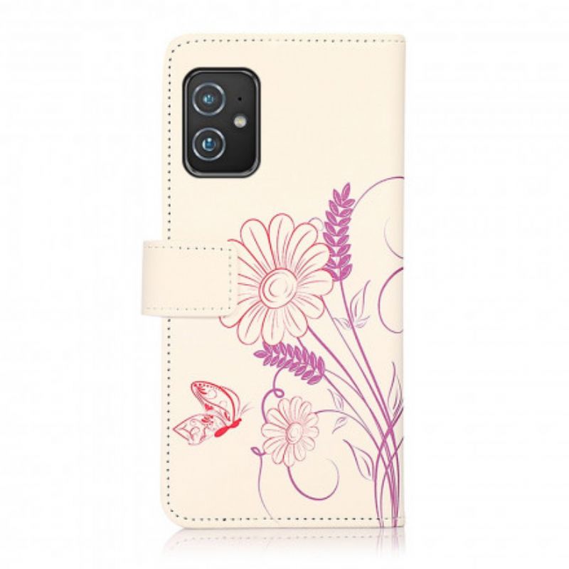 Housse Pour Asus Zenfone 8 Dessin Papillons Et Fleurs