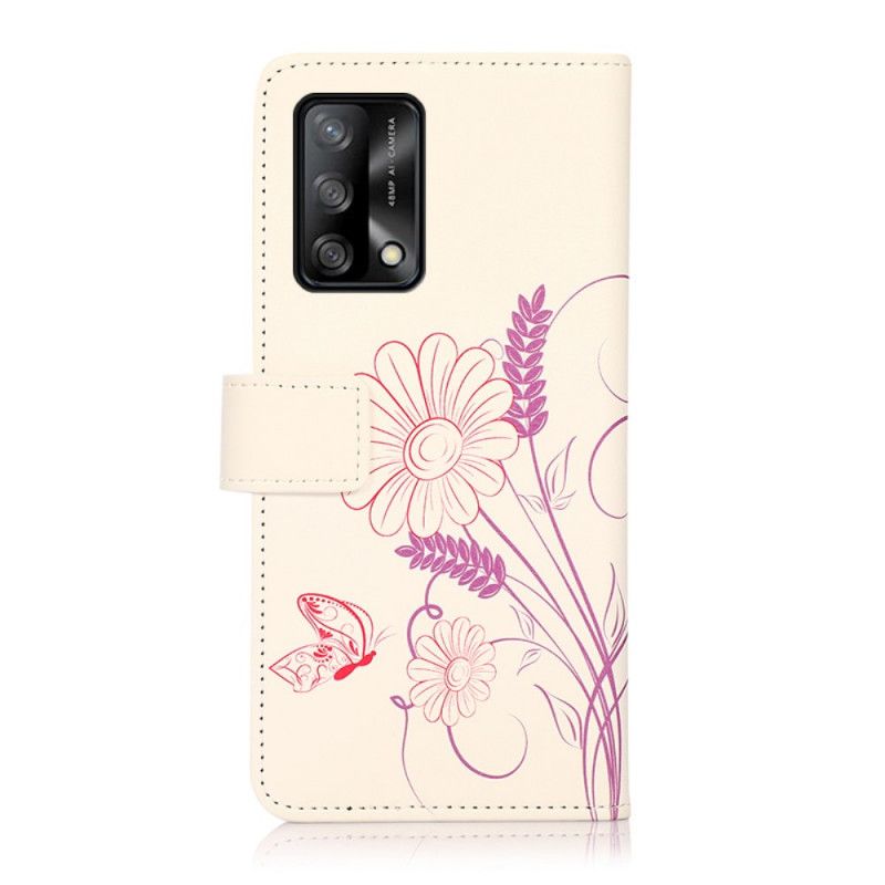 Housse Pour Oppo A74 4G Dessin Papillons Et Fleurs